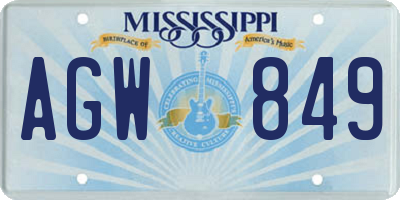 MS license plate AGW849