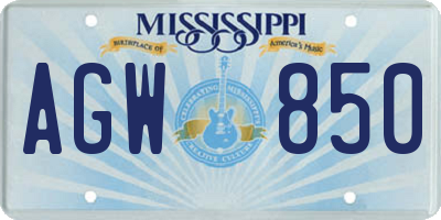 MS license plate AGW850