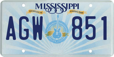 MS license plate AGW851
