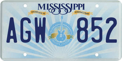 MS license plate AGW852