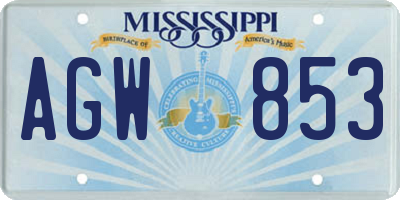 MS license plate AGW853