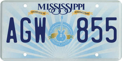 MS license plate AGW855