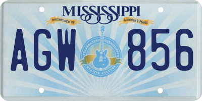 MS license plate AGW856