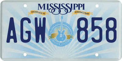 MS license plate AGW858