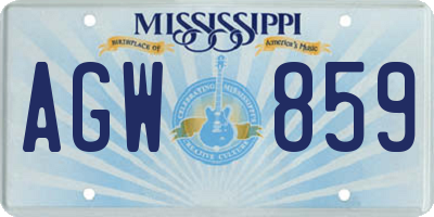 MS license plate AGW859