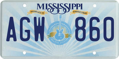 MS license plate AGW860