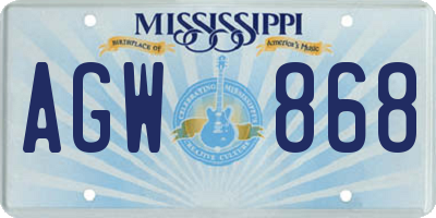 MS license plate AGW868