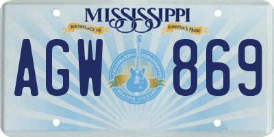 MS license plate AGW869