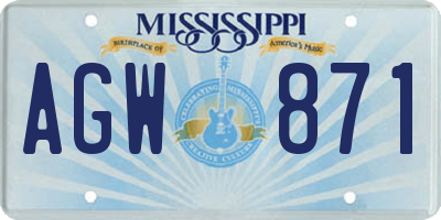 MS license plate AGW871