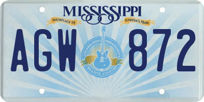 MS license plate AGW872
