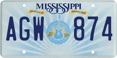 MS license plate AGW874