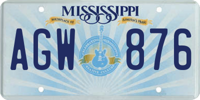MS license plate AGW876