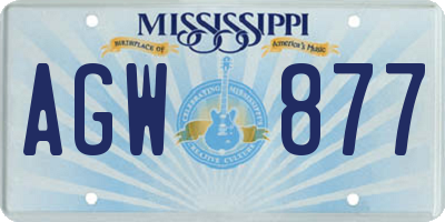 MS license plate AGW877