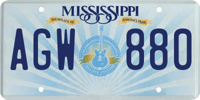 MS license plate AGW880