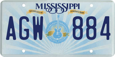 MS license plate AGW884