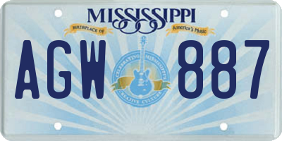 MS license plate AGW887