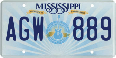 MS license plate AGW889
