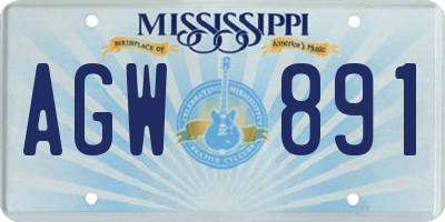 MS license plate AGW891