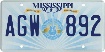 MS license plate AGW892