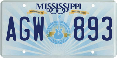 MS license plate AGW893