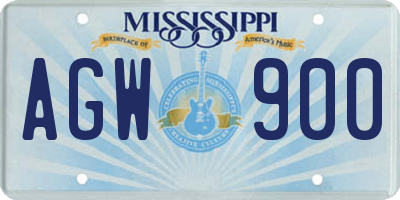 MS license plate AGW900
