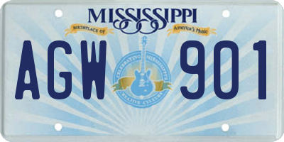 MS license plate AGW901