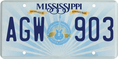 MS license plate AGW903