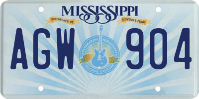 MS license plate AGW904