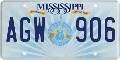 MS license plate AGW906