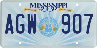 MS license plate AGW907