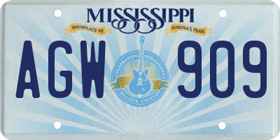 MS license plate AGW909