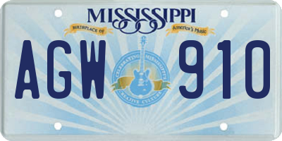 MS license plate AGW910