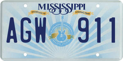 MS license plate AGW911
