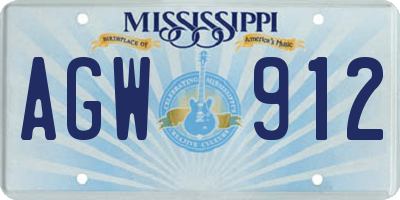 MS license plate AGW912