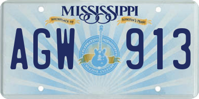 MS license plate AGW913