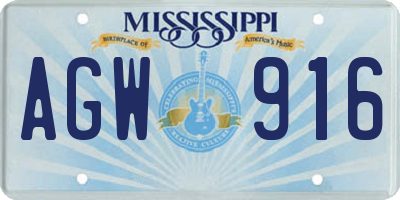 MS license plate AGW916