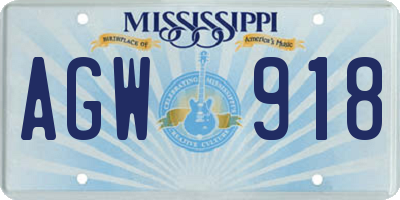 MS license plate AGW918