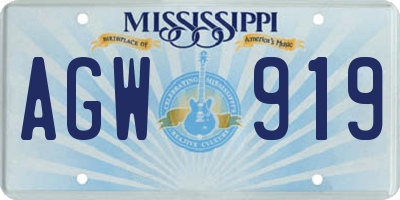 MS license plate AGW919