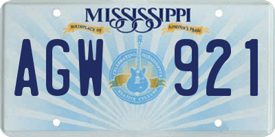 MS license plate AGW921