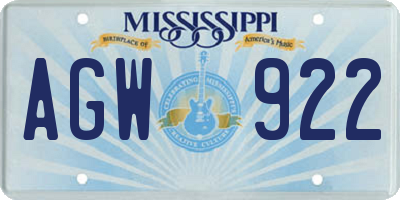 MS license plate AGW922