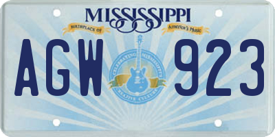 MS license plate AGW923