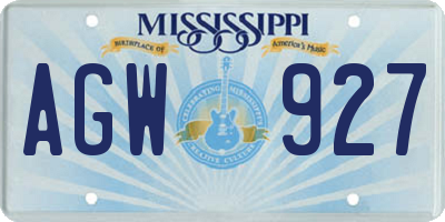 MS license plate AGW927