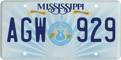 MS license plate AGW929