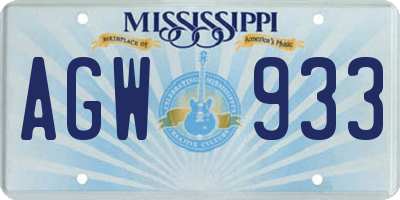 MS license plate AGW933