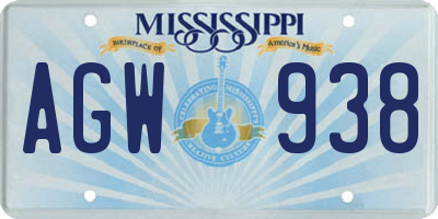 MS license plate AGW938