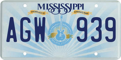 MS license plate AGW939