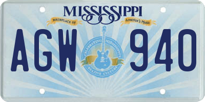 MS license plate AGW940