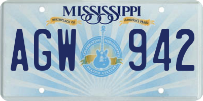 MS license plate AGW942