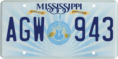 MS license plate AGW943