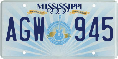 MS license plate AGW945